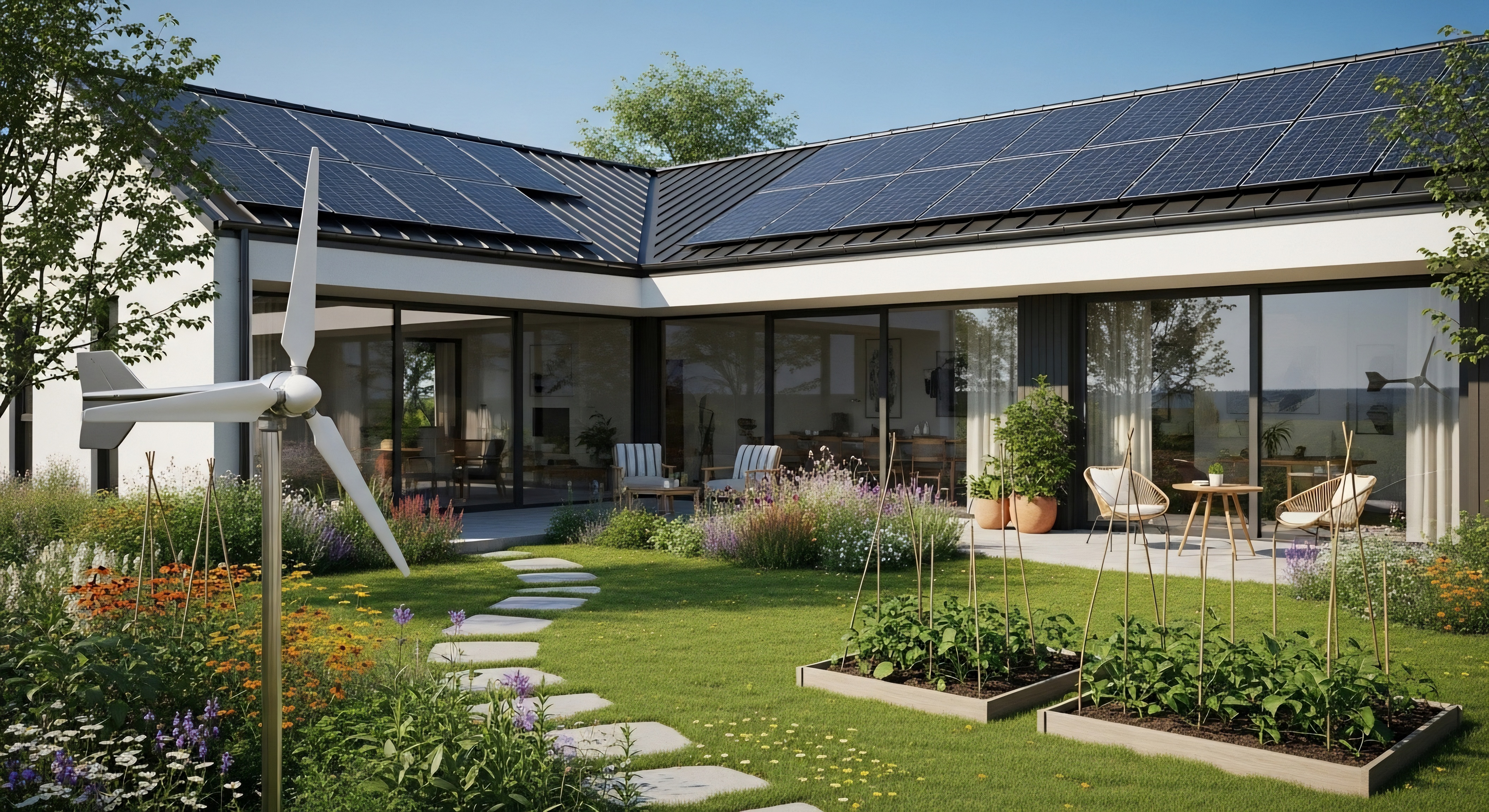 Beautiful solar-powered home with garden
