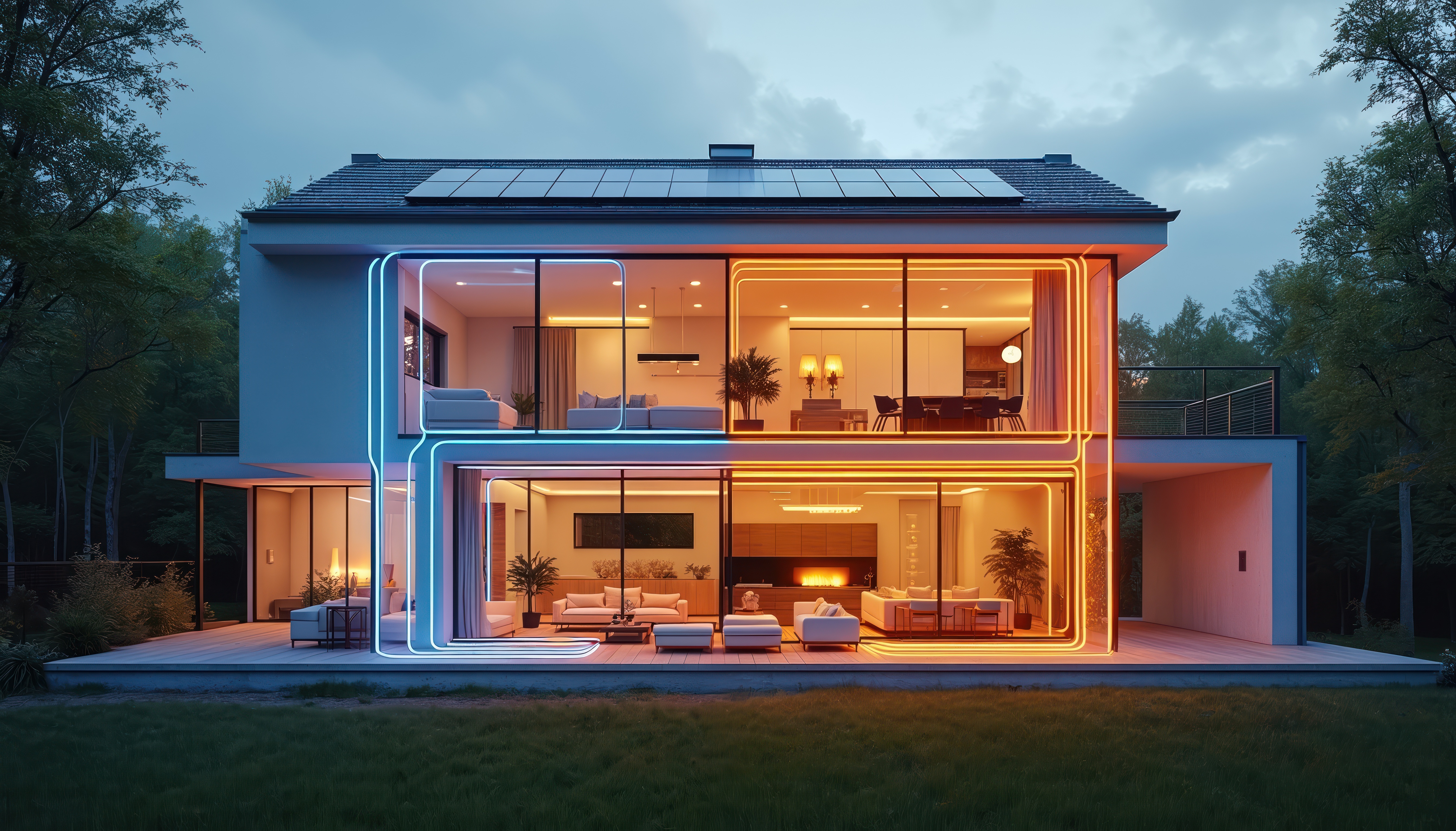 Modern renewable energy powered home with smart technology